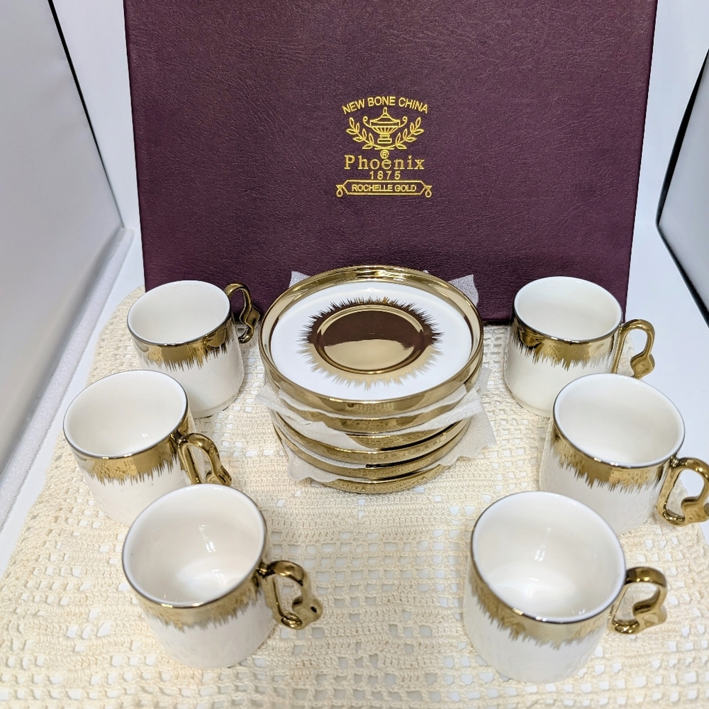 Bone China Set Sauces And Cups Rochelle Gold - Picture 8 of 10